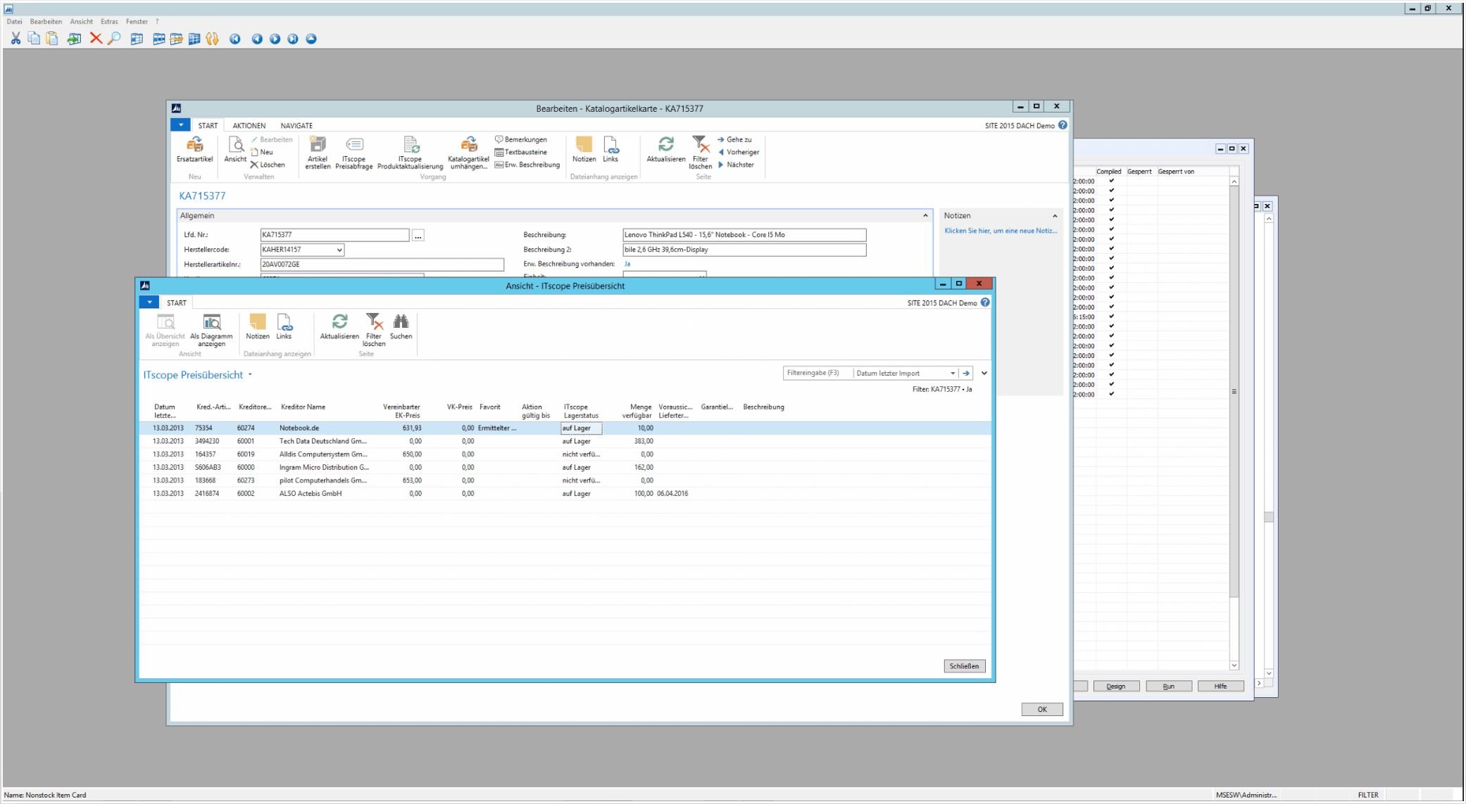 Beispiel Screenshot aus einem ERP-System (SITE) mit ITscope Integration